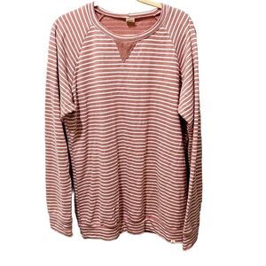 Lulu + Roo Womens Striped Sweatshirt Pink  XL Pullover Long Sleeve Soft *Sm Flaw
